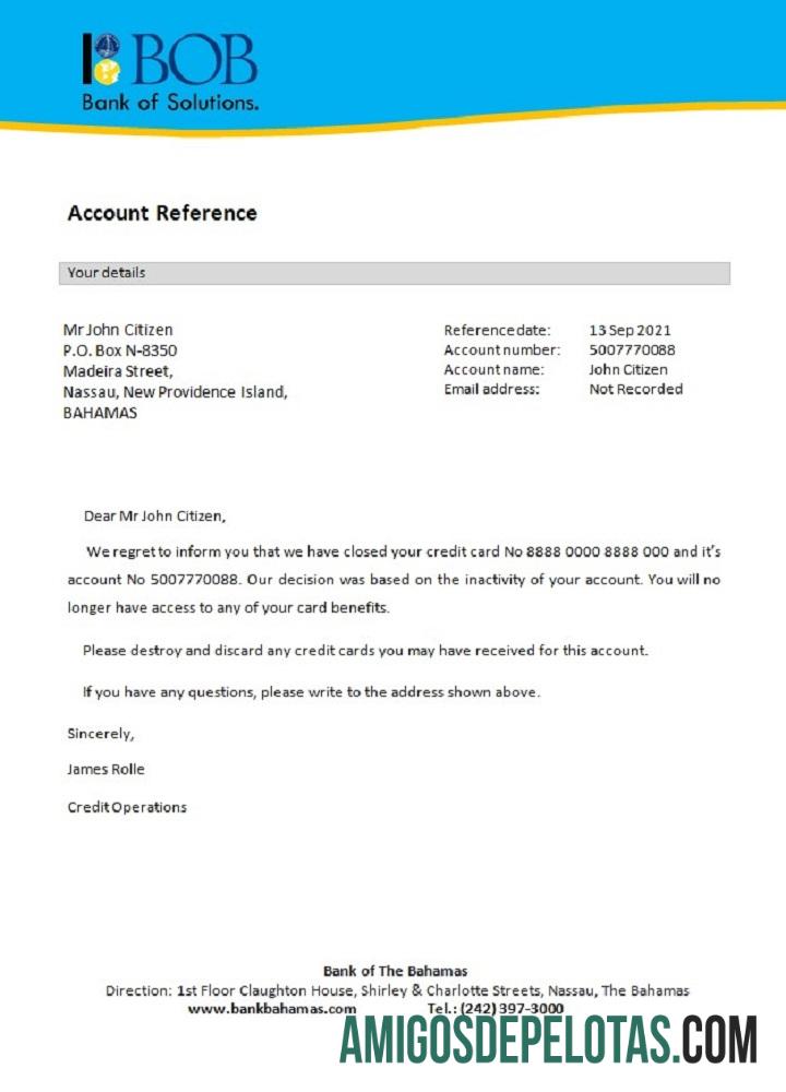 Referência de fechamento do Bahamas I Bob Bank Of Solutions baixar para verificação